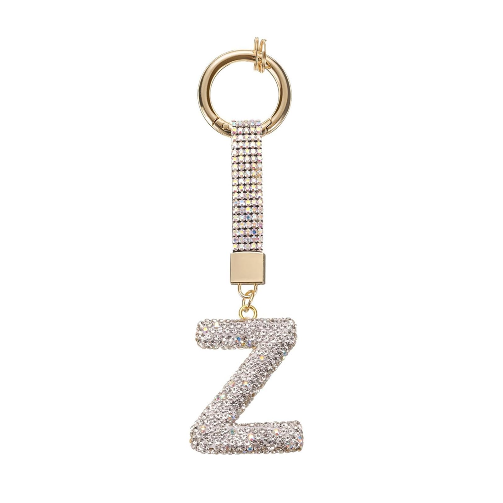 APGLSXY Glittering Initial Charm Keyring Premium Alloy Pendant Individualized Bag Decoration Keyrings Pendant for Adults Rhinestones Letter Keychain