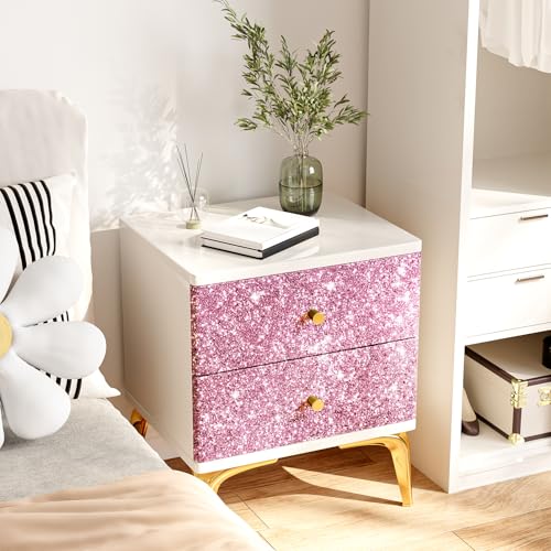 Decotalk Bordüre Selbstklebend Glitzer Rosa Tapetenbordüre 10X600cm Möbelfolie Rosa Klebefolie Möbel Wand Schrank Dekorative Wandbordüre Bordüre Folie für Basteln DIY Kinderzimmer Border Wasserdicht