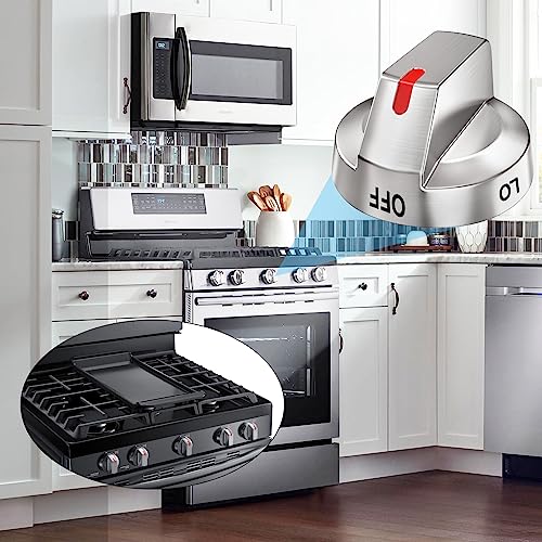 [Upgraded] Dg64-00473A Stove Knobs Compatible With Samsung Gas Range, Reinforced Stainless Steel Protection Power Ring, Ultra Durable Control Knobs Replacement For Samsung Stove Burner Oven (5 Pack) #TOP5