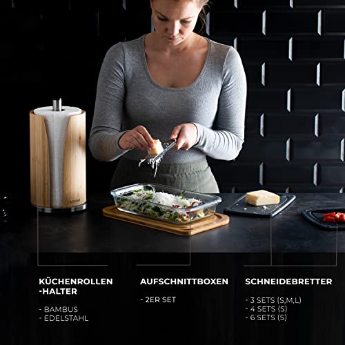 EXITOSO Küchenrollenhalter Bambus - Halter Küchenrolle Edelstahl - Küchentuchhalter - Küchenrollenhalter stehend - Küchenpapierhalter… – Ansicht 7