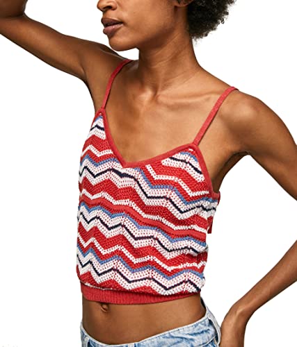 Pepe Jeans Para Mujer. PL701974 Top Frida Rojo (Xl), Casual, PoliéSter, Sin Mangas / Tirantes - 3