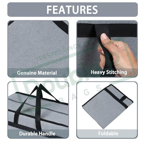 Image of Shibui Heavy Duty Extra Large Storage Bag, Moving Bag Tote, Blanket Clothes Organizer, Comforter, Bedroom closet, Room Essentials (Grey Canvas) (Pack of 2, Black)