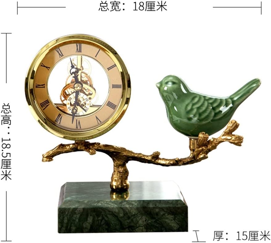 European Style Living Room Large Clock Clock Bedroom Desktop Desk Clock Orments Metal Seat Clock Decoration (Color : B) (A)
