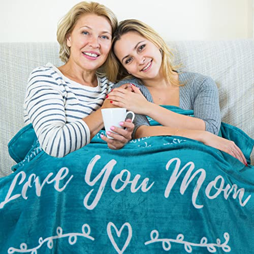 Mom Birthday Gifts For Mom Blanket, Unique Mothers Day Gifts From Daughter, Son, Beautiful And Soft And Full Of Love For Best Mom Ever 60X50 Inches (Teal, Fleece) #TOP3