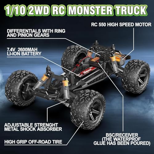 Image of DSSA Super,Fast Remote Control Car Trucks,45+KM /H RC Off-Road Electric Truck, Includes 2 Rechargeable 2600mAh Batteries, Rc Cars for Adults & Boys