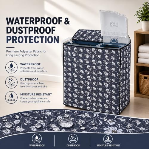 Image of Star Weaves Semi Automatic Washing Machine Cover for LG 6kg, 6.2kg, 6.5kg, 7kg, 7.5kg & 8kg Top Load | Waterproof, Dustproof, Rustproof | Heavy Duty Polyester Cover