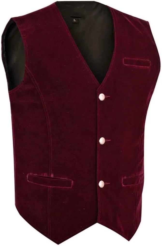 Darkrock Men's Designer Stylish Premium Quality Casual Red Velvet Vest