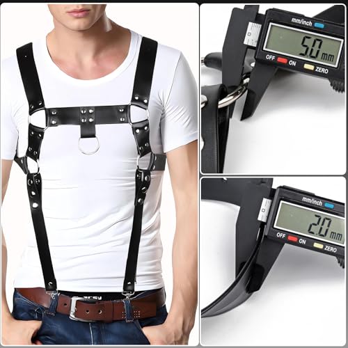 Men's Harness Belt Costume with Braces, Adjustable Body Chest Harness for Men, PU Leather Male Punk Harness Muscle Show Fashion Costumes for Cosplay Party3
