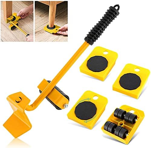 Magic Mart Furniture Sliders Heavy Furniture Shifter Moving Wheels Kit Moving Roller Kit Mover Tool Set 1Pcs Furniture Lifter 4Pcs Casters Kits 360 Degree Rotatable Pads Suitable for Sofas, Maximum Load Weight 150Kg.