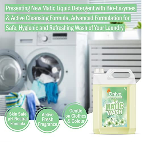 Image of MaticWash Liquid Detergent 5 Litre for Top Load Front Load, Tough Stain Remover in Laundry, Detergent Liquid for Washing Machine - 5 Ltr