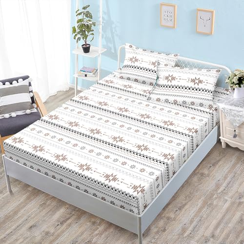Spannbettlaken 160x200cm Hellbraun Elegant Spannbetttücher Weich Atmungsaktiv matratzenschoner 160x200 Bettlaken mit Gummizug Bed Sheets Mit 2 Kissenbezügen