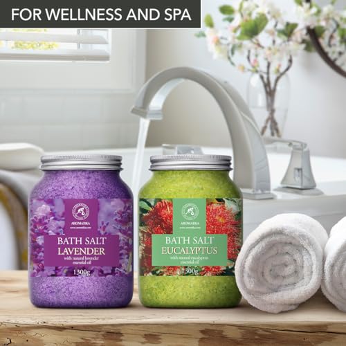 Sales Marinas de Baño Set Lavanda & Eucalipto 2х1300g - Sal Marina con Aceite esencial de Lavanda - Aceite esencial de Eucalipto - Cuidado Corporal - Baños de Relajación - Belleza - Aromaterapia - imagen 6