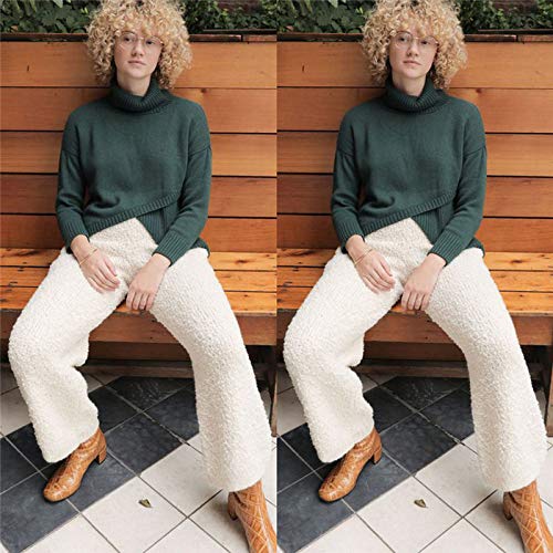 Pantalones Rectos elásticos de Cintura Alta Sueltos Gruesos cálidos cálidos de Invierno Pantalones Casuales Sueltos 4 XL