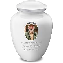 Geturns Embrace Adult Personalized Picture Cremation Urns for Human Ashes I Large Photo White Funeral Urn for Men and Women I 200 lbs