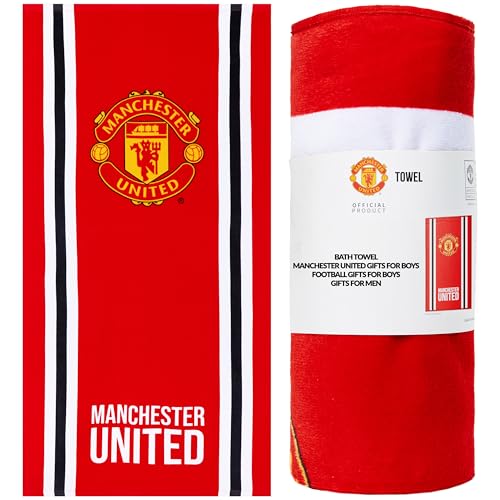 Manchester United F.C. Serviette de Bain Homme Femme Enfant 100% Coton Séchage Rapide Drap de Bain Plage Serviette Piscine Gym Idee Cadeau 137x69cm