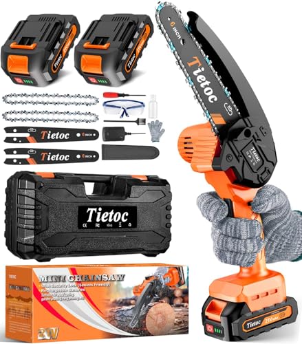 Image of Tietoc Mini Chainsaw 6 Inch Cordless, Portable Electric Chain Saw Small Handheld Battery Powered Super Saws