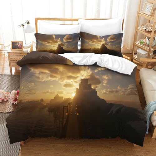 Parure de lit 200x200 microfibre confortable housse de couette 3D plage