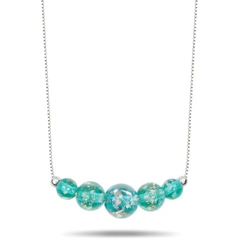 anlarb Women's Firefly Bead Luminous Necklace, Silver Plated Murano Glass Jewelry, Glow in the Dark Luminous Adjustable Women's Necklace