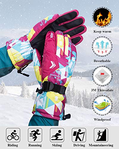 image for Anqier Ski Gloves,Waterproof Winter Gloves Snowboard Gloves 3M Thinsul