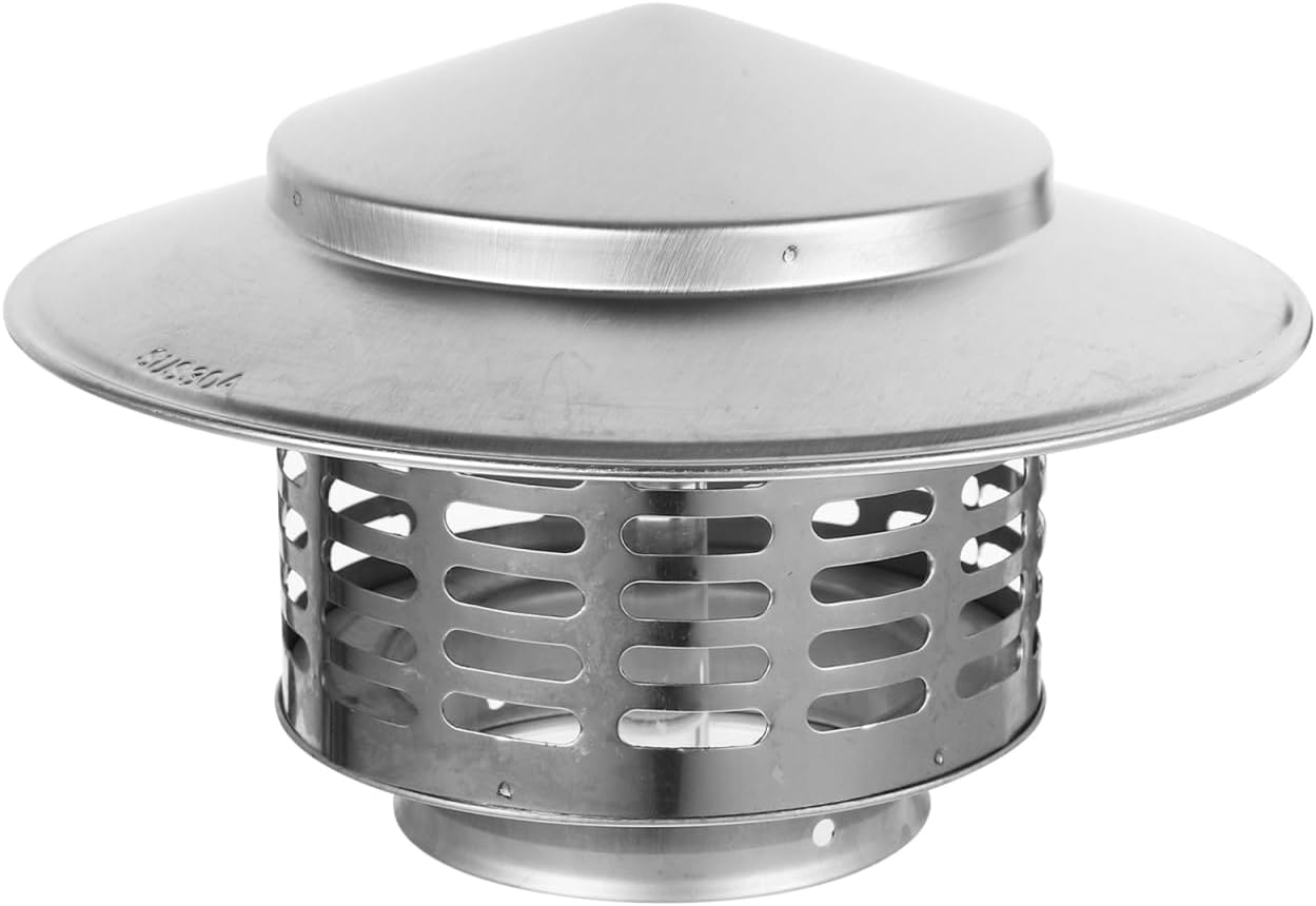 Veemoon Rainproof Cap 7.55 X 7.55 X 4.25 Inch Stainless Steel Chimney Cover for Outdoor Ventilation Roof Exhaust Cap for Flue Protection