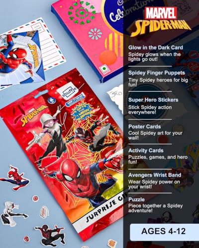 Image of Hyperfoods Rakhi for kids with gift Spiderman rakhi for kids boy Chocolate gift hamper Rakhis Celebrations chocolate box, surprise gift bag & fun activity game for boys