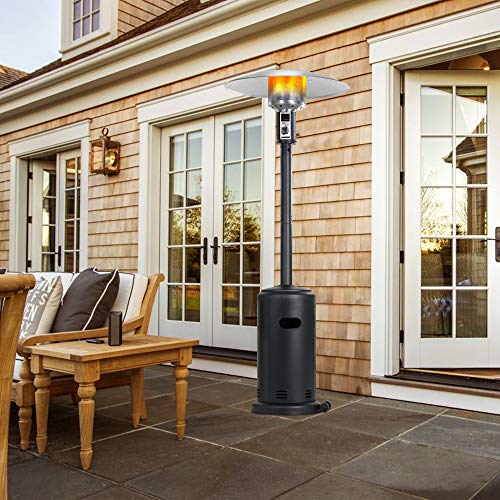 BALI OUTDOORS 40,000 BTU Propane Patio Heater, Standing Stainless Steel Outdoor Gas Patio Heater with Wheels for Garden, Balcony, Veranda, Party