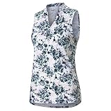 PUMA Women's Standard Cloudspun Floral Tie Dye Sleeveless Polo, Blue Spruce-Cloud Pink, Large
