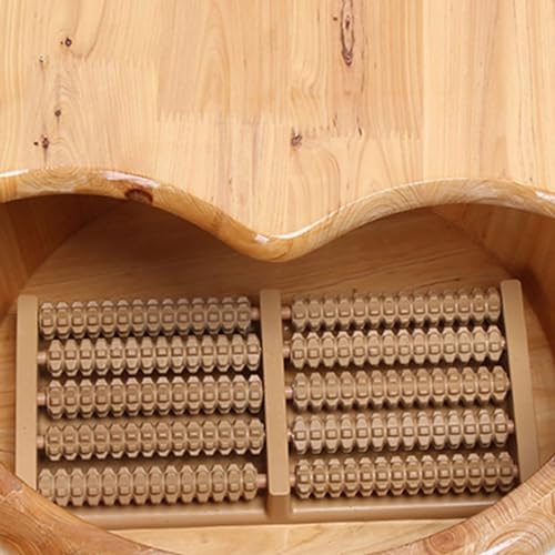 Cubeta de masajes para pies de madera con tapa y masaje miniatura 4