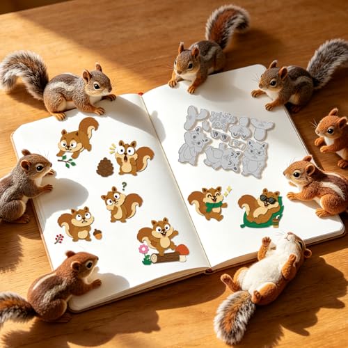 Matrices de découpe scrapbooking écureuil mignon et animaux d'automne - 8