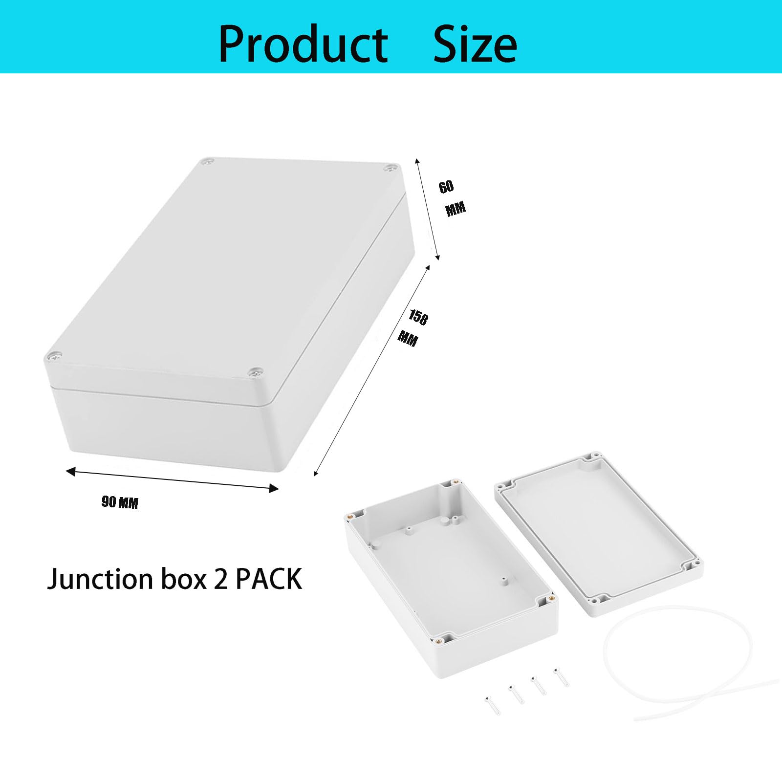 Junction Box, 2 Pieces Junction Box, Waterproof IP65 Junction Box, ABS Electrical Connection Boxes, DIY Plastic Case - Image 2
