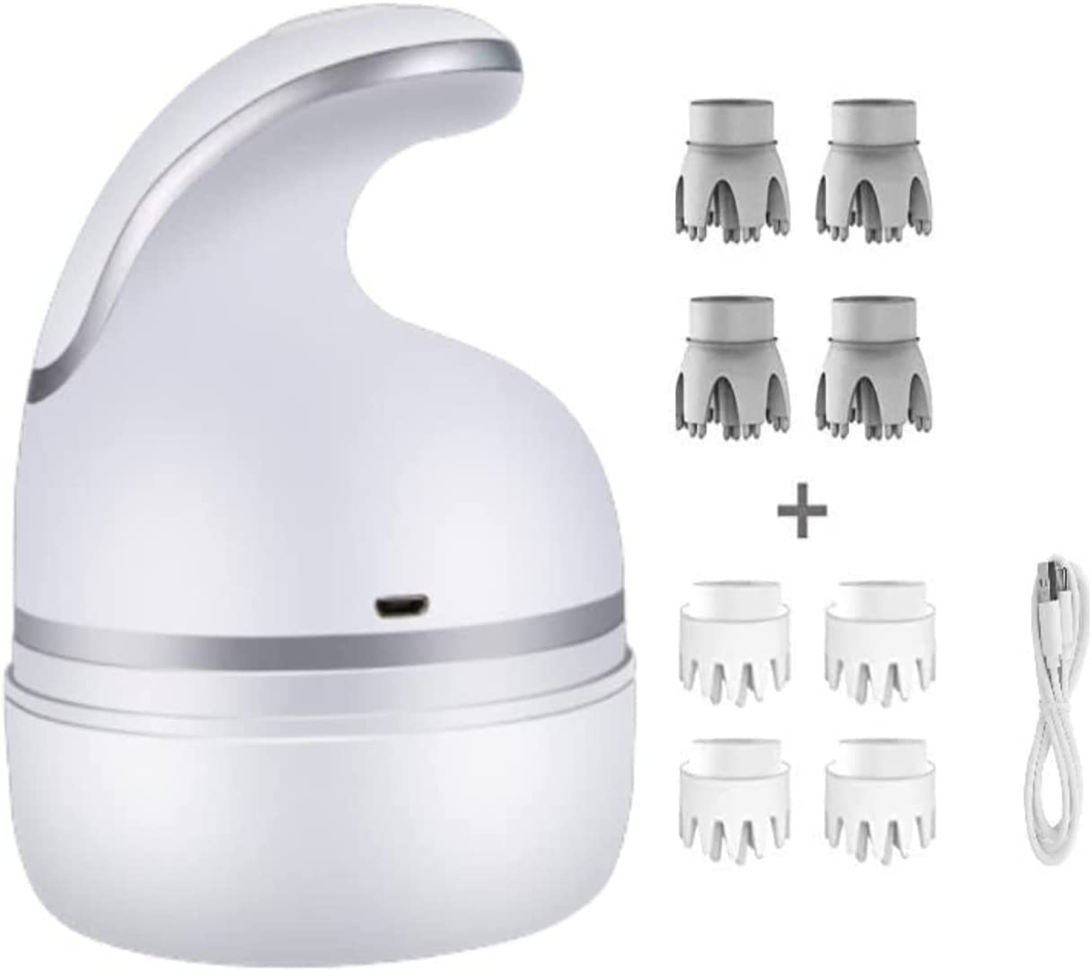 Electric Scalp Massager 8 Kneading Massage Heads Peng General Portable Handheld Hair Massager, Portable Rechargeable Head Massager, Promote for Hair Growth and Stress Relax (White)