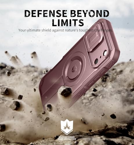 Image of Dexnor for iPhone 17 Pro Max Case, [2 Front Frame & Built-in Flip Camera Cover & Kickstand], Compatible Wireless Charging, Heavy-Duty Portection Case with Screen Protector, 6.9 inch Maroon Red