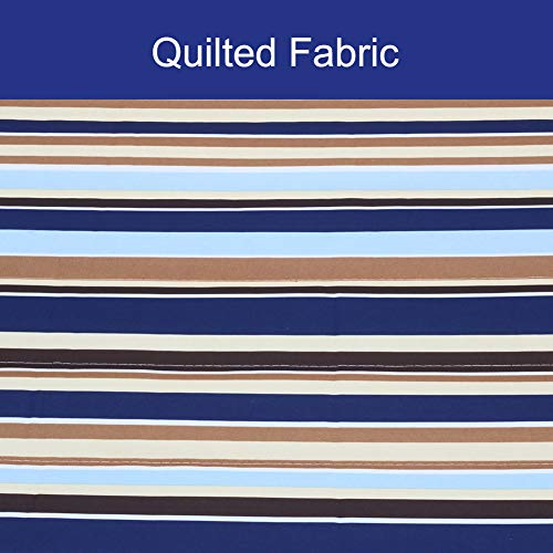 Prime Garden Double Quilted Fabric Hammock With Pillow, Heavy Duty Hammock With Hardwood Spreader Bars, 2 People Hammock 450 Pound Capacity For Patio Garden Yard, Blue Brown Stripe #TOP4