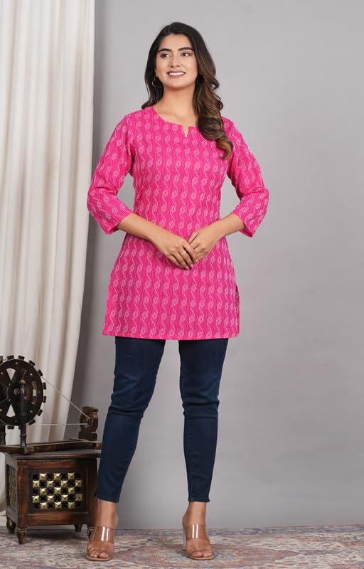 Image of Women Cotton Printed Kurti for Women | Stylish, Casual, Regular, Soft & Cozy, Comfortable Short Kurti