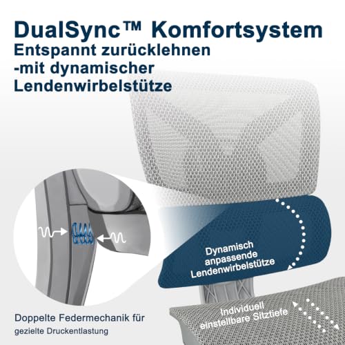 RIEIOR Ergonomischer XXL Bürostuhl, Verstellbare Sitztiefe – Ansicht 4
