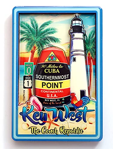 Key West Florida Buoy and Lighthouse Dual Layer MDF Magnet 2.25