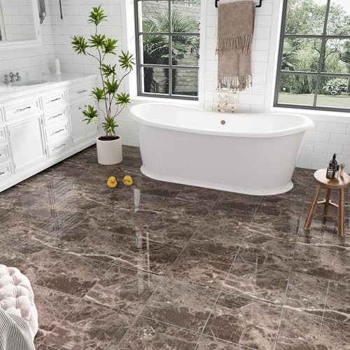 30-Pack 12" x 12" Peel and Stick Floor Tiles Waterproof, Polish Taupe Marble Self Adhesive Vinyl Flooring for Bathroom, Kitchen, Living Room, RV, Vinyl Floor Tiles Cover 30 Sq.Ft, Glossy Brown 30-Pack 12" x 12" Peel and Stick Floor Tiles Waterproof, Polish Taupe Marble Self Adhesive Vinyl Flooring for Bathroom, Kitchen, Living Room, RV, Vinyl Floor Tiles Cover 30 Sq.Ft, Glossy Brown