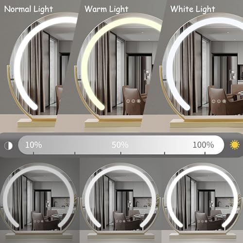 Espejo de maquillaje con luces led blancas de 30 cm para mesa de dormitorio 4