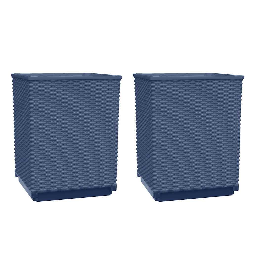 Set di 2 vasi per piante, 30 x 30 x 37 cm, in polipropilene, robusti vasi da fiori per giardino, balcone e terrazza, fioriere rettangolari per piante ed erbe aromatiche
