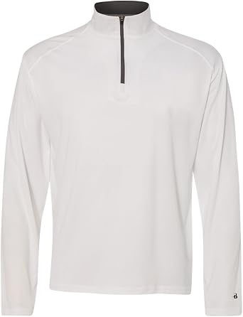 Badger Sportswear Mens Standard B-Core 1/4 Zip Pullover, White/Graphite