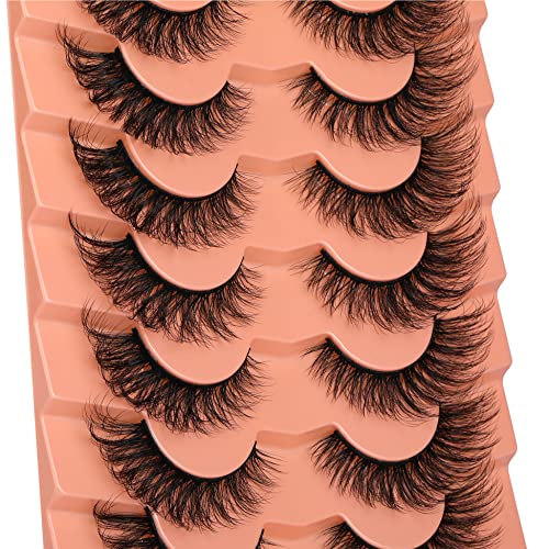 Fox Eye Lashes Fluffy Eyelashes Natural Looking 20Mm Wispy False Lashes 8D Full Volume Faux Mink Eyelash Pack 7 Pairs #TOP4