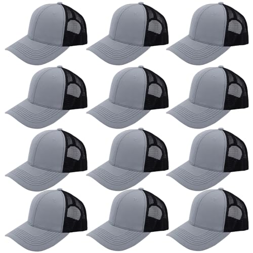 Image of ZH 12 Pack Mesh Trucker Hats, Bulk Baseball Caps for Men and Women, Trucker Cap Wholesale