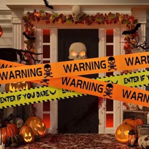Kit 6 Fita Decoração Halloween Faixa Segurança Crime Fita De Isolamento Dia das Bruxas Festa Temátic