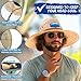 Qwave Packable Straw Hat, Lifeguard for Men and Women, Stone Washed Beach Protection from Summer Sun - Ocean Blues