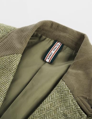 Image of PJ PAUL JONES Mens Herringbone Blazer Vintage Tweed Wool Blend Sport Coat Jacket
