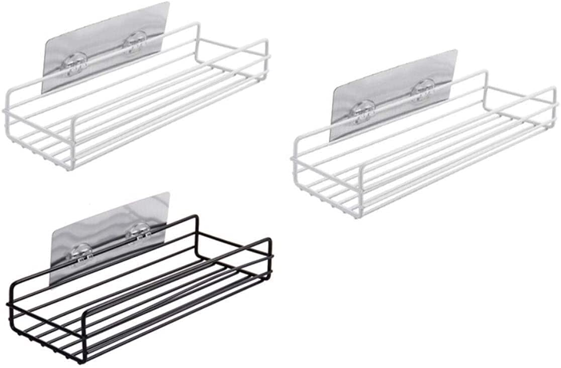 AP SALES Metal Multipurpose Kitchen Bathroom Shelf Wall Holder Storage Rack Bathroom Rack Storage Box Strong Magic Sticker Shower Rack Shelf Black 1