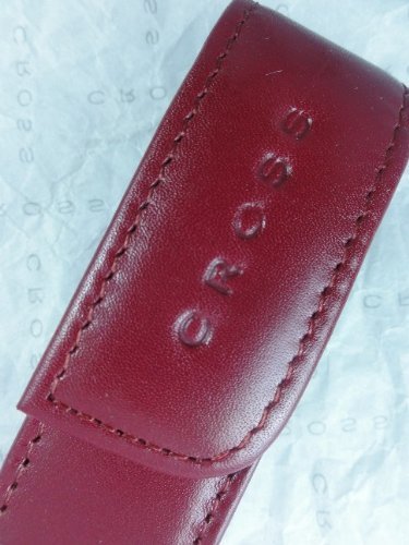 Cross Full Grain Italian Leather, Signature Perforated Detailing, Single Flip Top Pen Plasma Red