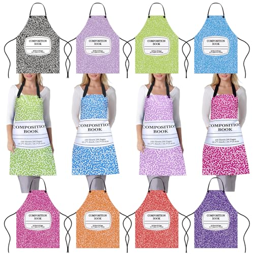 Jiytivity 8 Pcs Group Halloween Costumes for Teachers Notebook Group Costumes Funny Apron Costume for Back to School First Day of School Family Fancy Dress Outfit Halloween Cosplay Dress up
