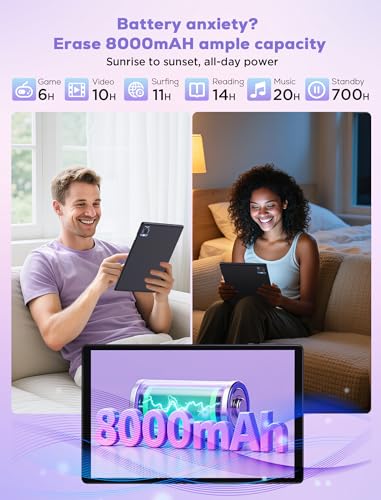 Image of 2025 Tablet 10.4 inch Android 15 Tablets with Keyboard Stylus Mouse: 2K IPS Tablette (2000x1200), 36GB+256GB(1TB TF), 5G /2.4G Dual WiFi, 8-Core 1.6GHz, 8000mAh,8+13MP, Widevine L1- Black