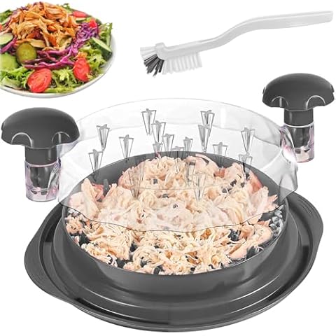 Chicken Shredder Tool Twist Large, Meat Shredder Twist Chicken Breast Chopper Chicken Grinder with Transparent Lid and Cleaning Brush, Anti-slip Strip, Ergonomic Handle, Suitable for Pork Beef Chicken Cover